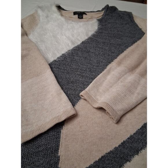 VTG Style & Co Size L Knit Sweater Tunic Dress Long Sleeve Fuzzy Fur Grandma - Picture 5 of 9